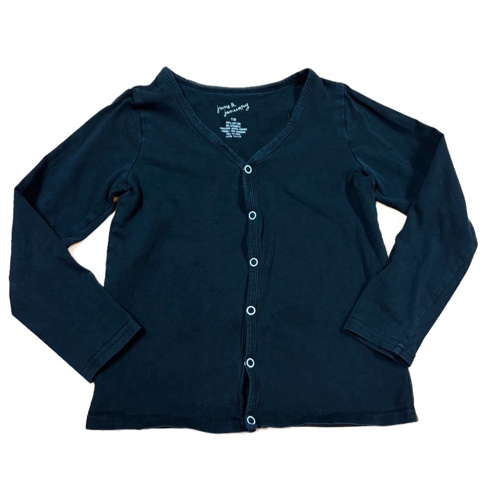 June & January Black Snap Closure Cardigan Girls Size 7/8